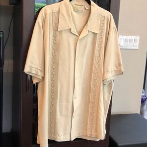 Cubavera Cream, Short Sleeve, Silk Shirt, Size-XL